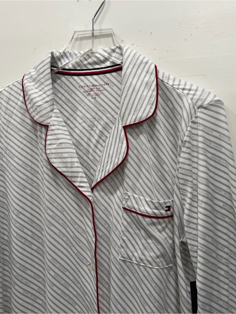 Tommy Hilfiger Long Sleeve Sleepshirt Button Front Stripe Large - Picture 5 of 10